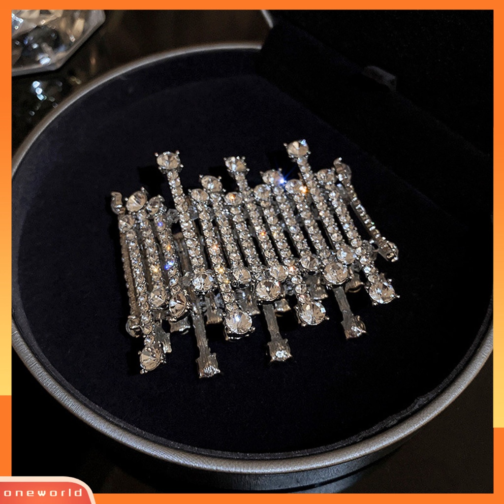 [EONE] Manik-manik Bening Tidak Teratur Dekorasi Sederhana Mewah Gelang Berlebihan Penuh Berlian Imitasi Lebar Gelang Perhiasan Aksesori