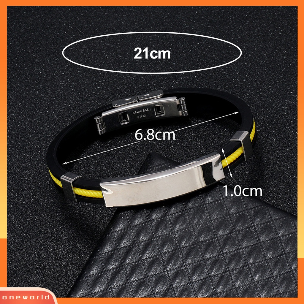 [EONE] Pria Gelang Silikon Elastis Adjustable Gesper Minimalis Poles Hias Dekorasi Bebas Alergi Trendi Pria Gelang Stainless Steel Aksesori Perhiasan