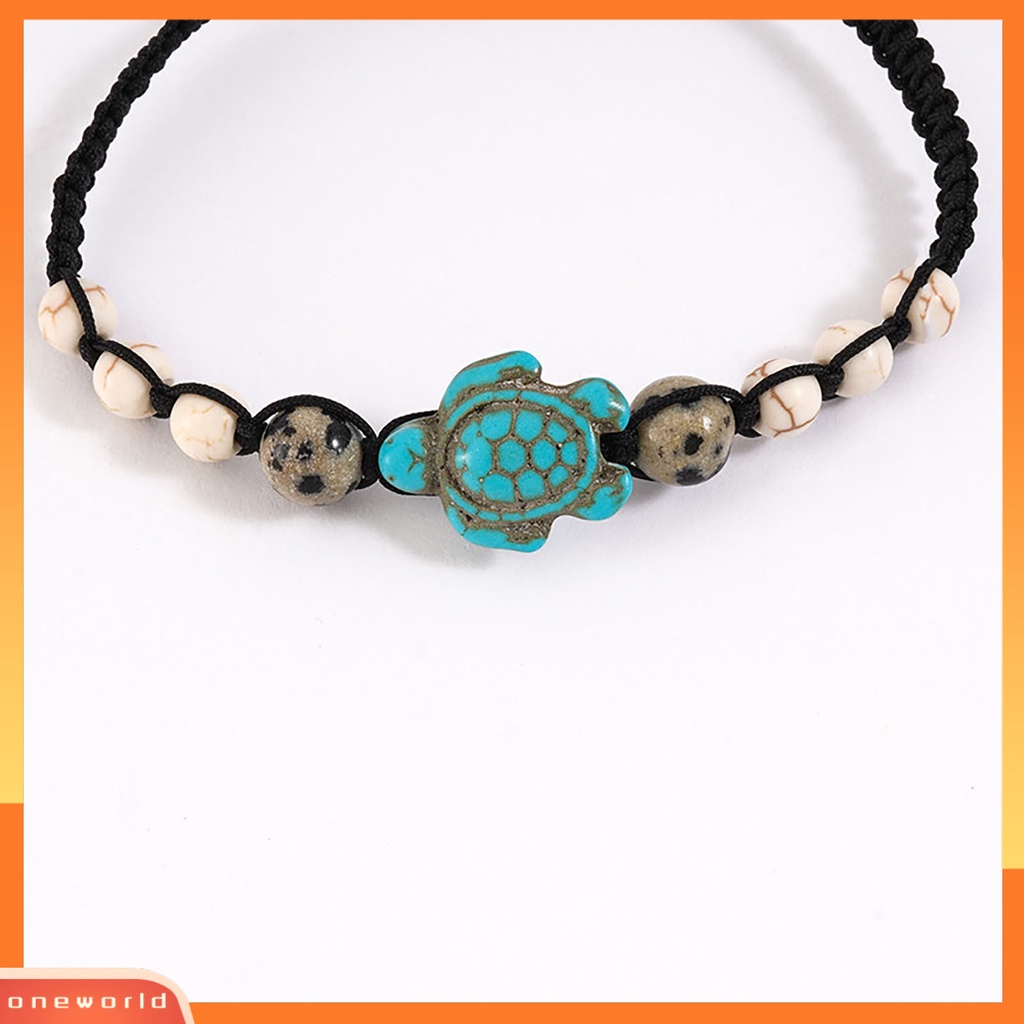 [EONE] 2 Pcs Manik-Manik Gelang Retro Kura-Kura Dekorasi Buatan Tangan Adjustable Pengerjaan Halus Dekorasi Portabel Bohemian Batu Persahabatan Gelang Aksesori Pakaian