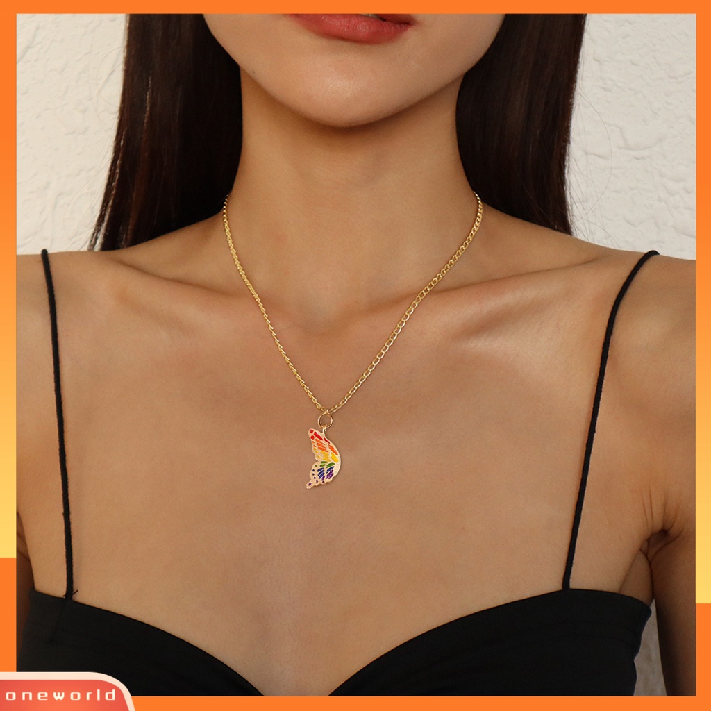 [EONE] 2pcs/set Kalung Pasangan Warna-Warni Stainless Indah Tahan Lama Colorfast Hias Senada Bentuk Kupu-Kupu Perhiasan Adjustable Pria Kalung Untuk Hari Valentine