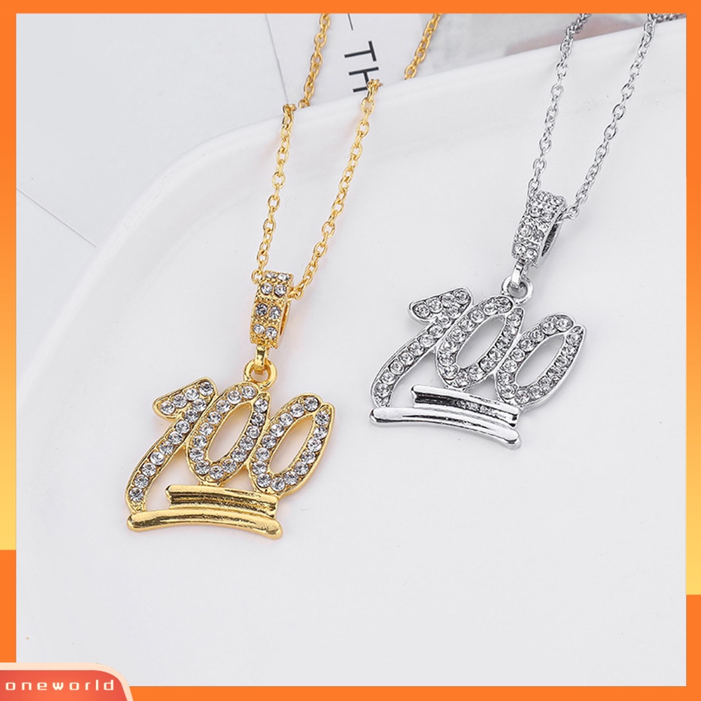 [EONE] Women Necklace 100mata Berlian Imitasi Pria Wanita Hip Hop Angka Kalung Untuk Perjamuan