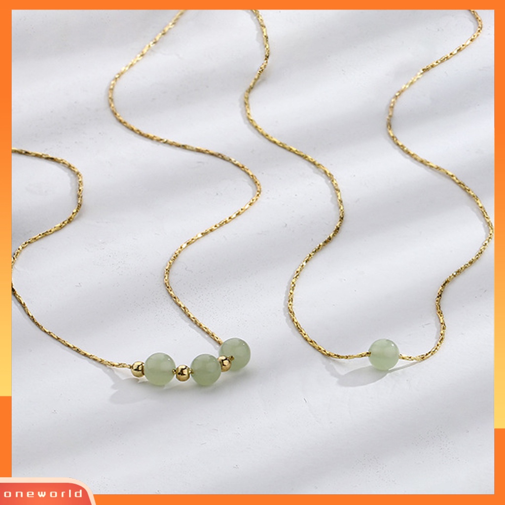 [EONE] Rantai Klavikula Vintage Geometris Imitasi Hetian Jade Adjustable Extension Chain Membawa Keberuntungan Hadiah Wanita Manik-Manik Liontin Kalung Pesona Perhiasan Untuk Pacaran