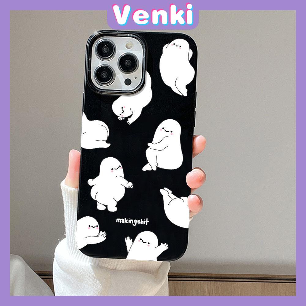 VENKI - For iPhone 11 iPhone Case Black Glossy TPU Soft Case Shockproof Protection Camera Abstract Cartoon Compatible with iPhone 14 13 Pro max 12 Pro Max xr xs max 7Plus 8Plus