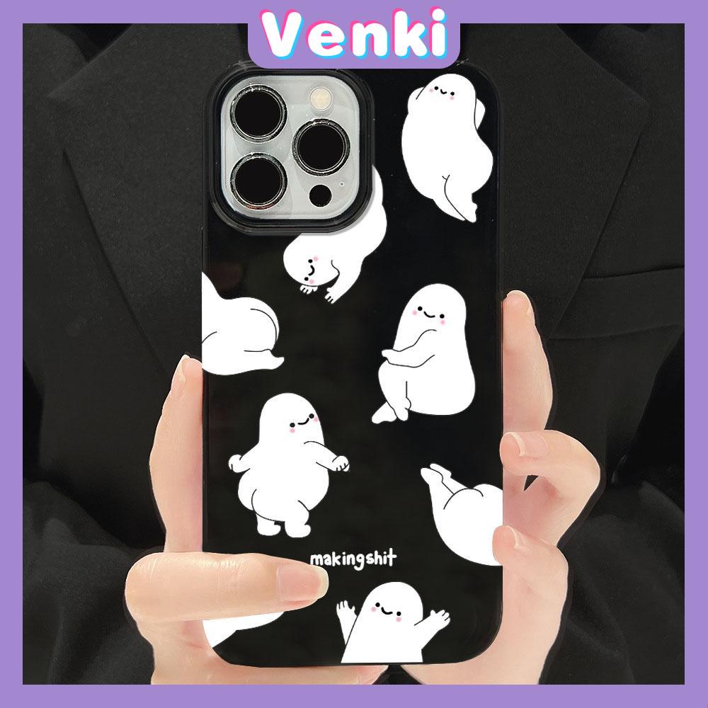 VENKI - For iPhone 11 iPhone Case Black Glossy TPU Soft Case Shockproof Protection Camera Abstract Cartoon Compatible with iPhone 14 13 Pro max 12 Pro Max xr xs max 7Plus 8Plus