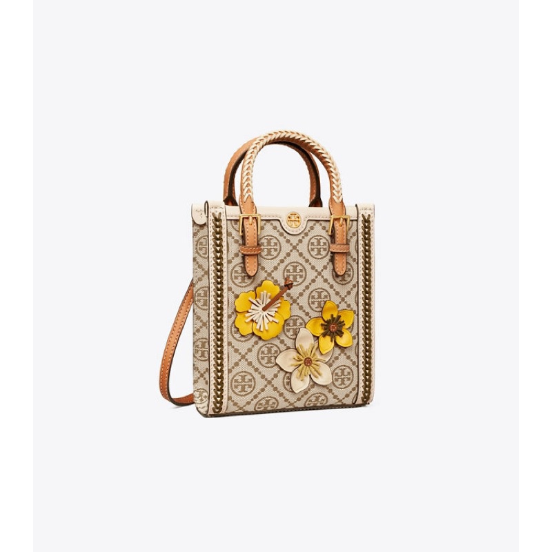 Tory Burch T Monogram Jacquard Mini Tote - Brown 87146 new Arrival