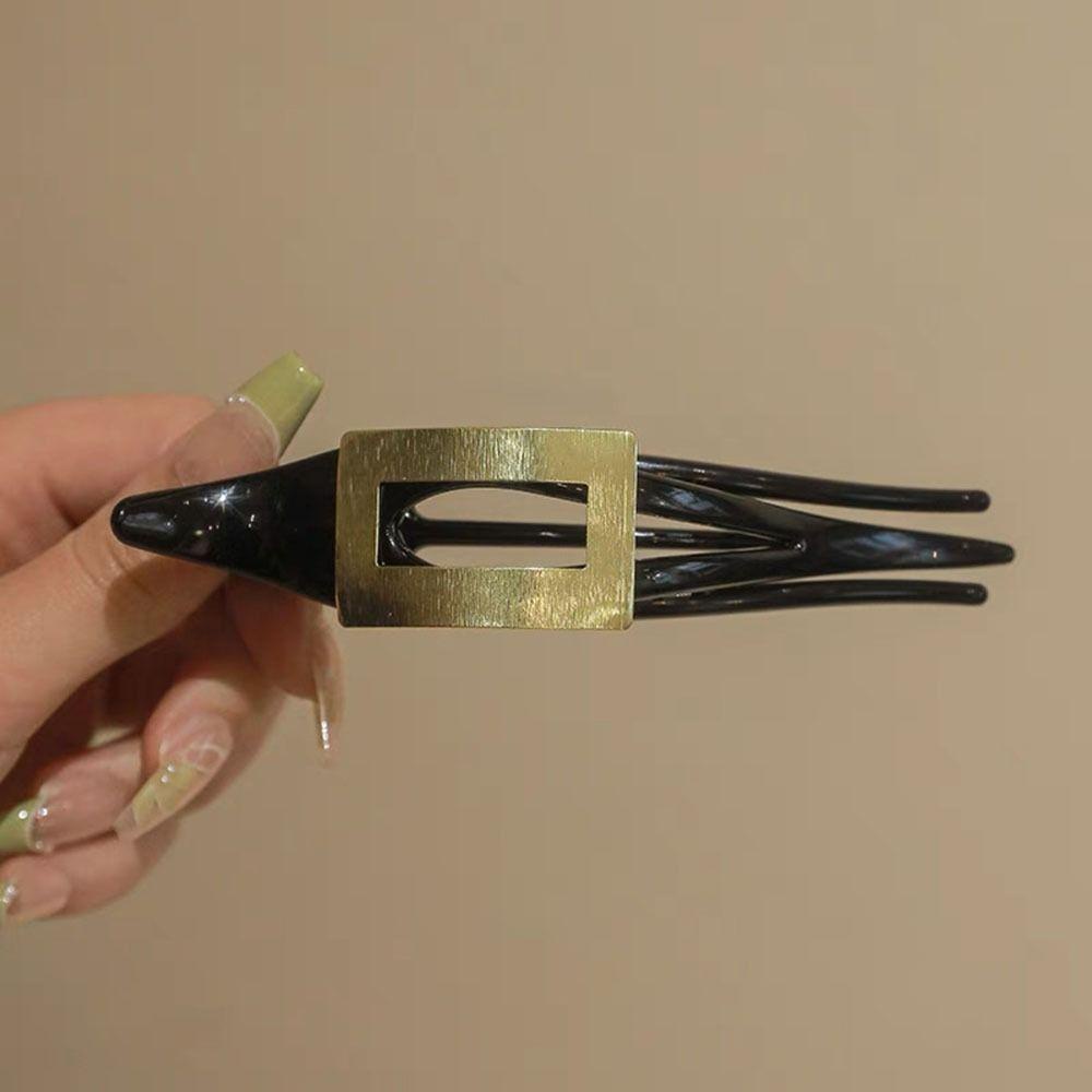 Fishstick Geometris Rambut Cakar Klip Rambut Fashion Ambil Klip Untuk Gadis Hiasan Kepala Tiga Gigi Penjepit Logam Untuk Wanita Ponytail Holder