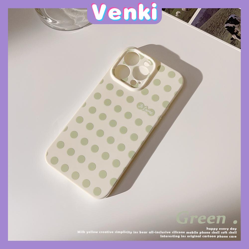 VENKI - For iPhone 11 iPhone Case White Glossy Film TPU Soft Shell Shockproof Phase Case Protection Green Polka Dot Compatible with iPhone 14 13 Pro max 12 Pro Max xr xs max 78Plus