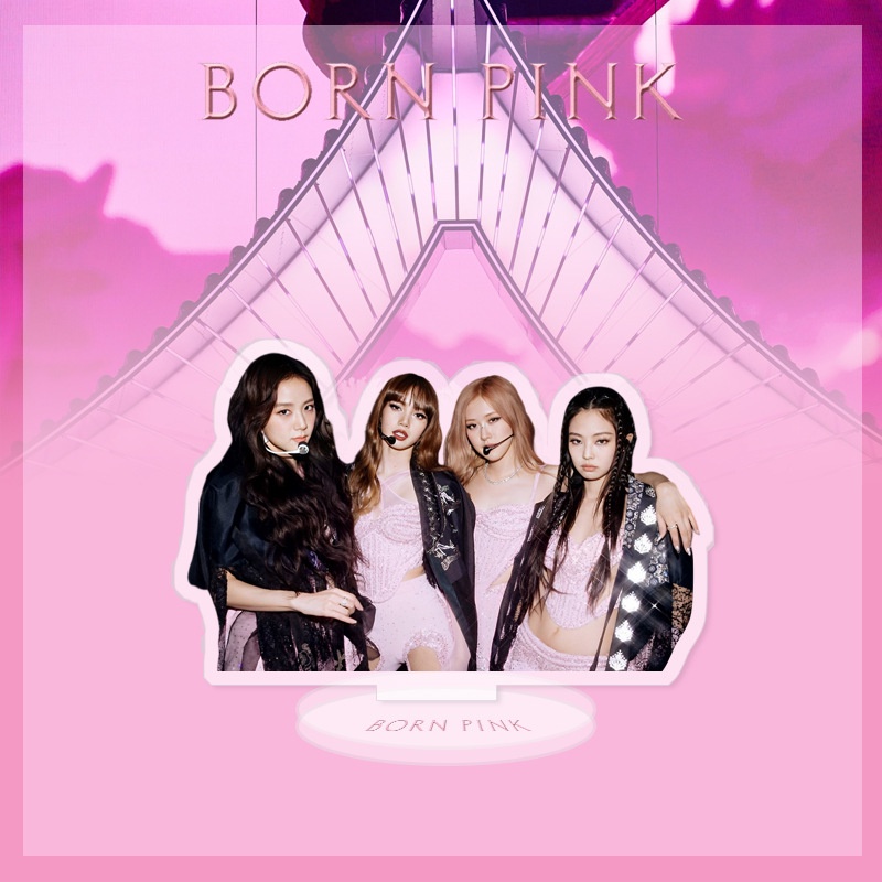 1pc Hitam-PINK Coachella Festival Gantungan Kunci Akrilik Stop Sign Blackpink JISOO JENNIE LISA ROSE Key Ring Gantung Berdiri Blackpink