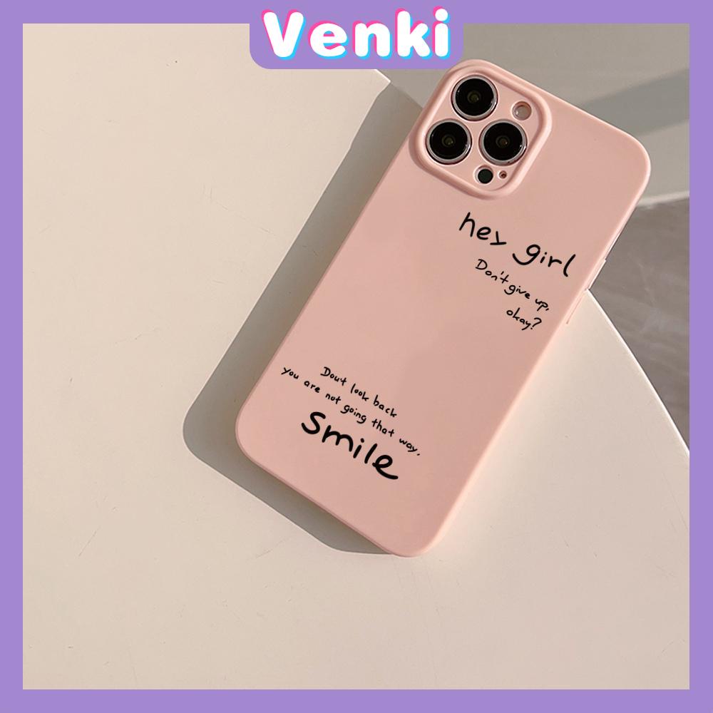 VENKI - For iPhone 11 iPhone Case Pink Glossy Film TPU Soft Case Shockproof Photo Cover Protection Simple English Compatible with iPhone 14 13 Pro max 12 Pro Max xr xs max 7 8Plus