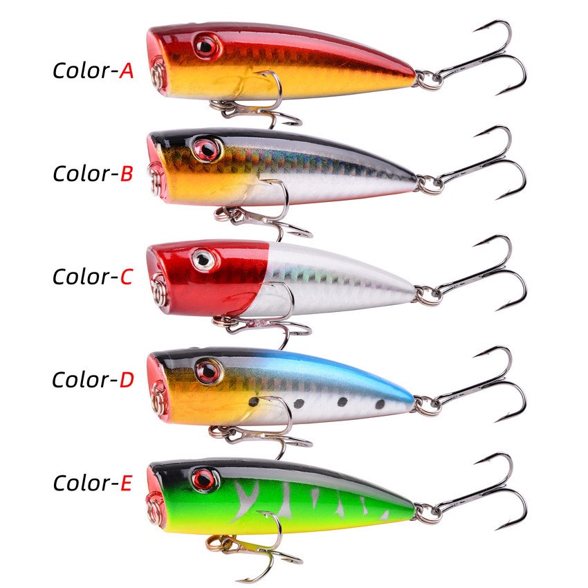 Umpan Pancing 7cm 8g Popper Umpan Engkol Topwater Pensil Bass Trout Umpan Pancing Dengan Kait Air Asin Air Tawar Trout Walleye Blueback Salmon Lele