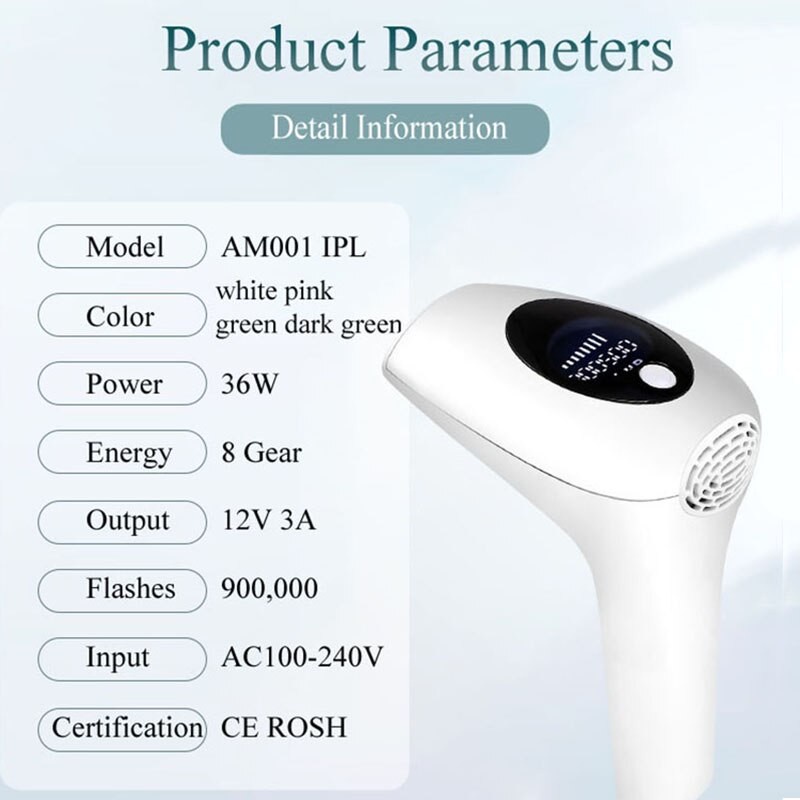 500 AM001 IPL Laser Depilator Hair Removal Photoepilator LCD Display