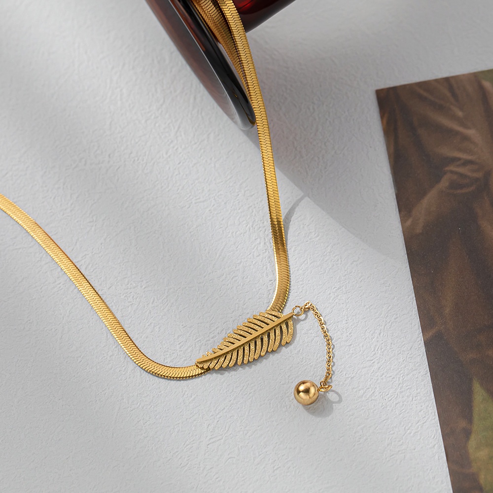 GROSIR Kalung gepeng daun Titanium Stainless Steel 316L anti karat bisa bayar di tempat COD