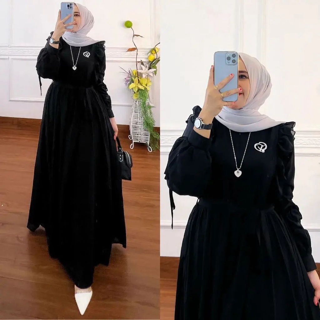 Alora Dress Gamis Muslim Wanita Remaja l Kondangan Dres Premium Matt Ceruty BJ