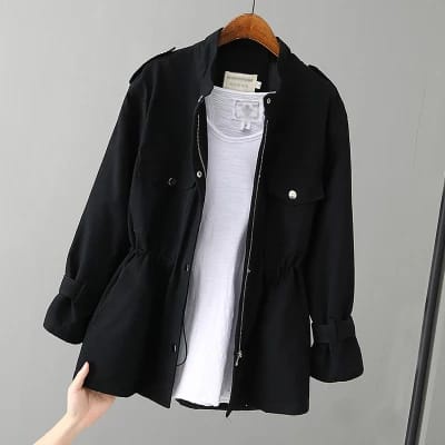 [ COD ] Vanda Parka Jacket Wanita Matt Kanvas Tebal OOTD Jaket Casual Korean Style Wanita Remaja