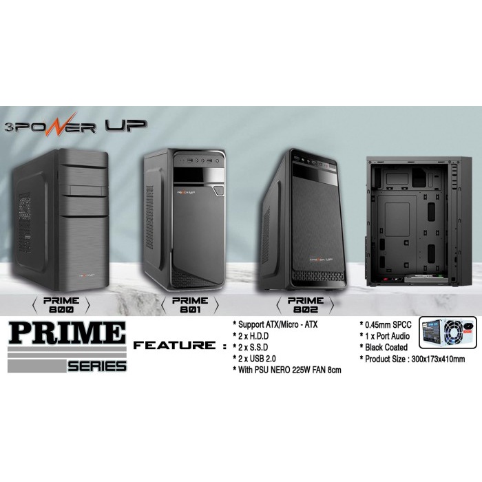 CASING 3 POWER UP PRIME SERIES 802 - With PSU NERO 225W