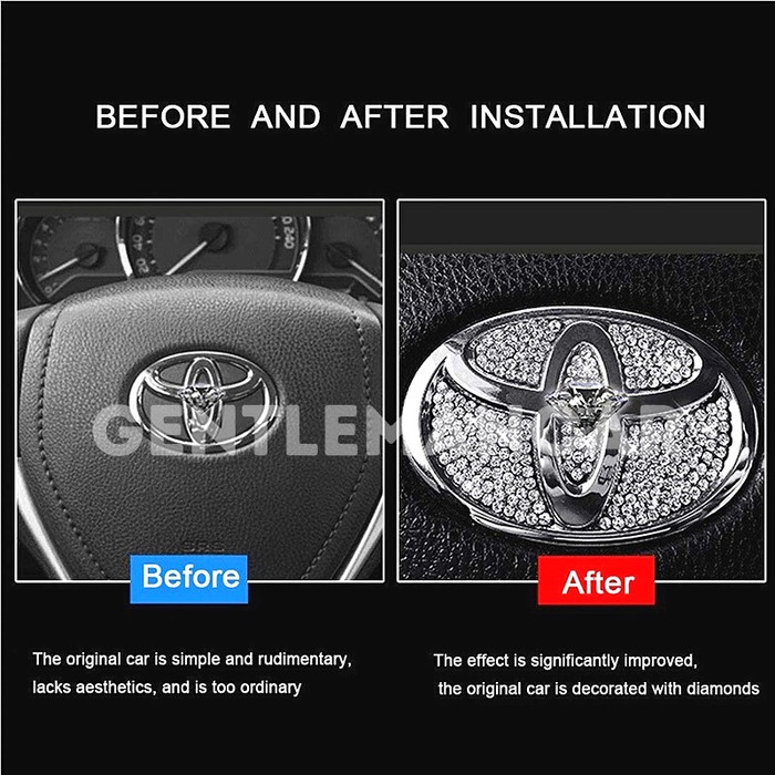 Logo Crystal Emblem Stir Mobil Untuk Toyota Honda Mazda Hyundai Mitsubishi