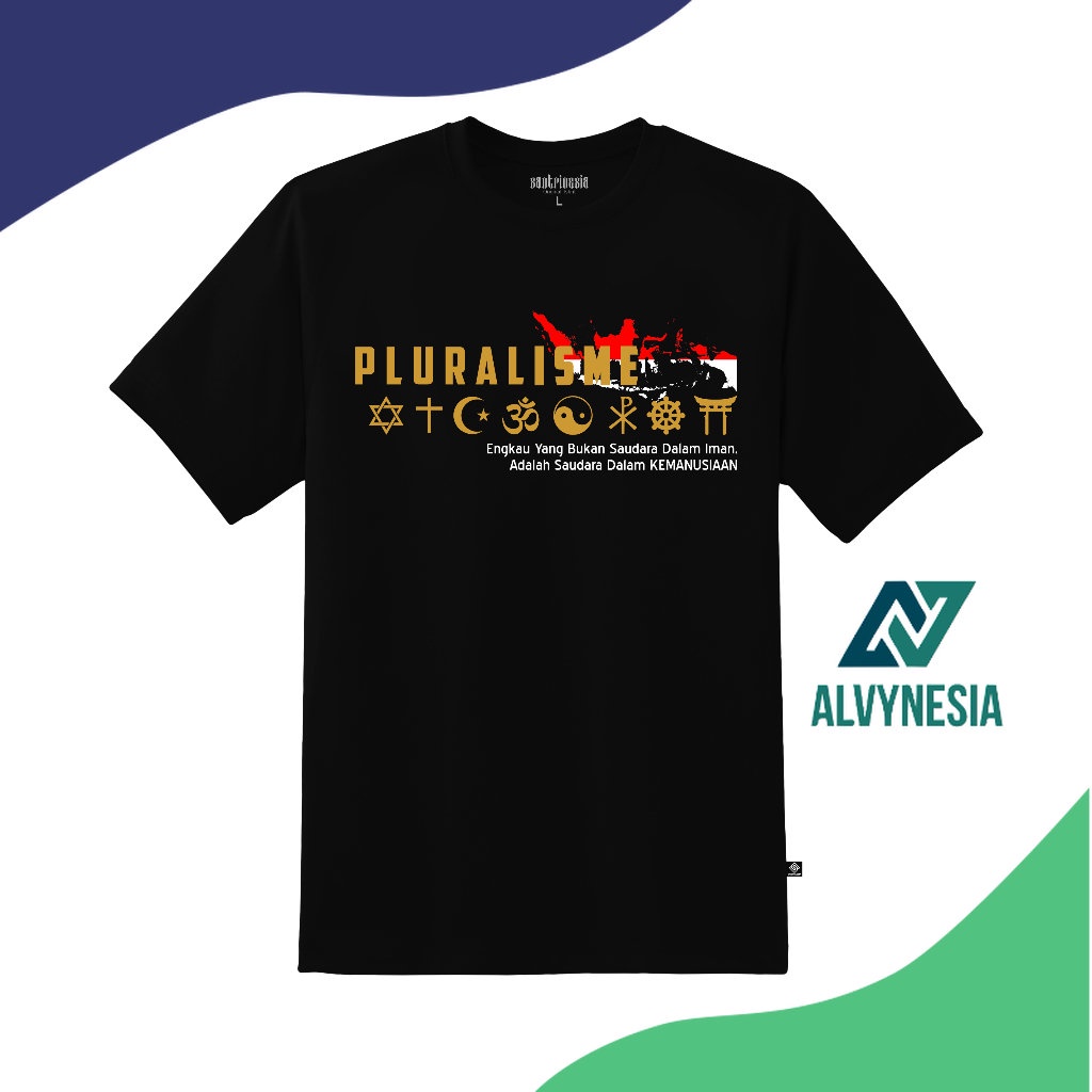 Alvynesia Kaos Pluralisme Saudara Dalam Kemanusiaan T-shirt Tshirt Pluralisme Indonesia Gusdur