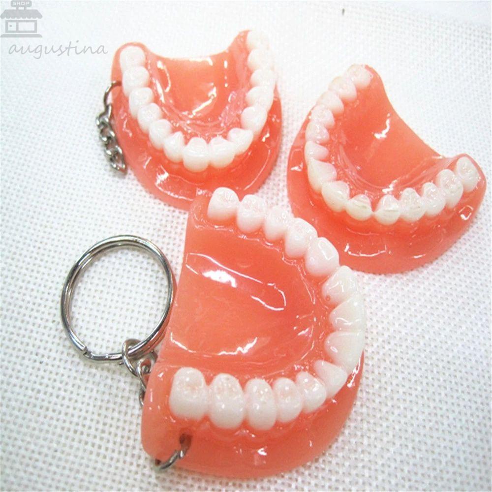 Agustinina Tooth Key Chain Dental Decoration Aksesoris Gigi Rahang Atas Resin Bentuk Gigi Gigi Palsu Key Chain