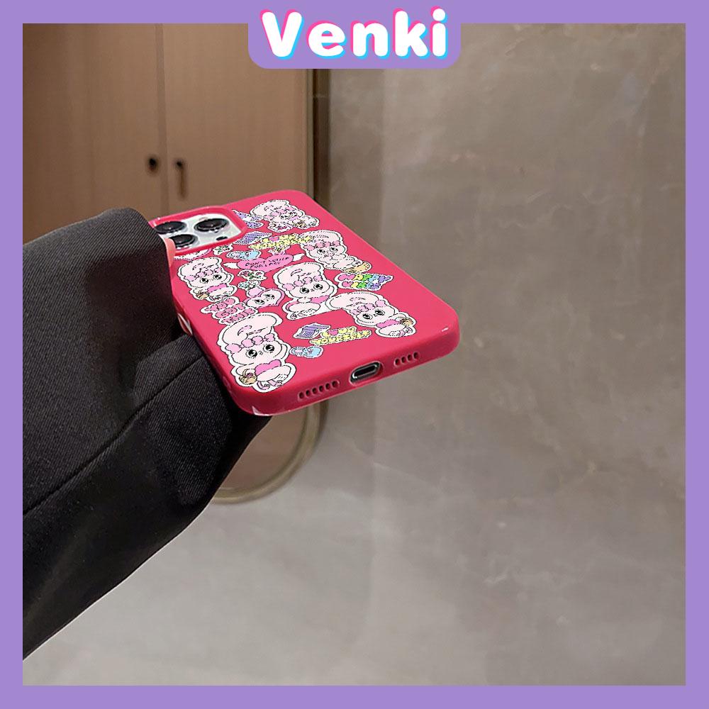 VENKI - For iPhone 11 iPhone Case Red Glossy TPU Soft Case Shockproof Protection Camera Cute Rabbit Sticker Compatible with iPhone 14 13 Pro max 12 Pro Max xr xs max 7 8Plus