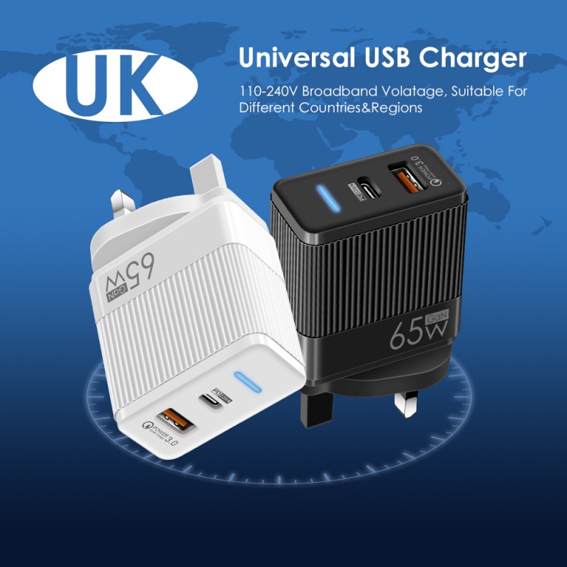 65w Gallium Nitride Americana Charger PD Fast Charger Handphone Kepala Cas QC3.0 Laptop GaN Sumber Cas