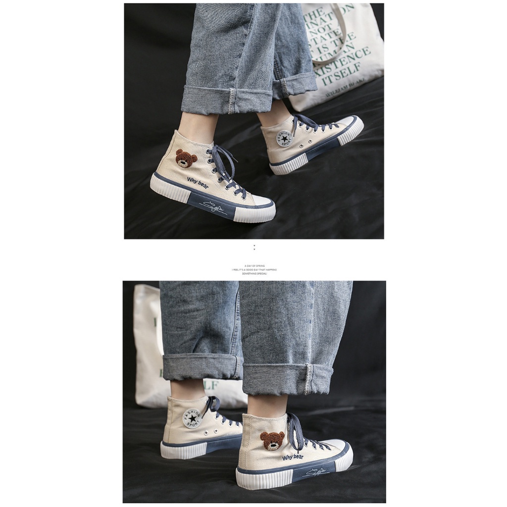 𝐄𝐁𝐒 ✅ COD SEP032 (Tanpa Kotak) Sepatu Sneakers Wanita Why Bear Kanvas Sporty Model Korea Fashion Casual Sport Olahraga Import COD