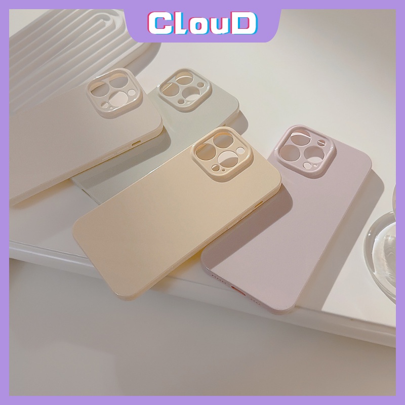 IPHONE Case Warna Permen Macaron Sederhana Kompatibel Untuk Iphone11Xr 7Plus 14 13 11 12 Pro Max 8Plus X XS Max Mewah Warna Solid Shockproof Lembut Pelindung Lensa Kamera Glossy Phone Cover