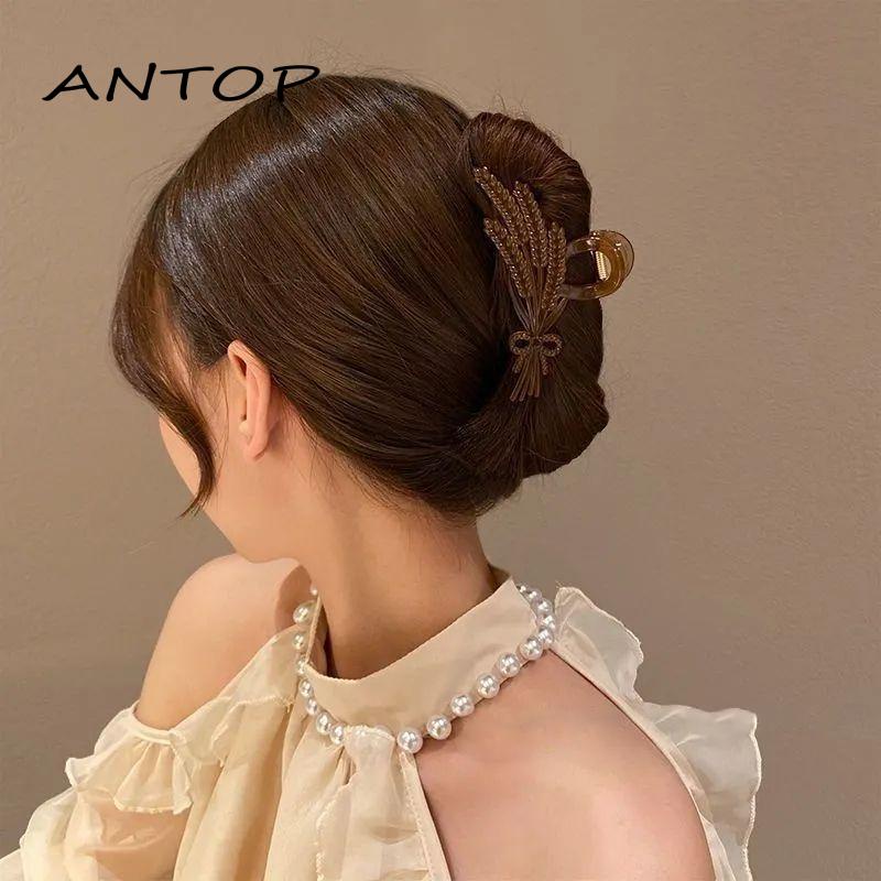 [antop] Gandum Desain Klip Cakar Rambut Besar Wanita Indah Elegan Jepit Rambut Hiasan Kepala