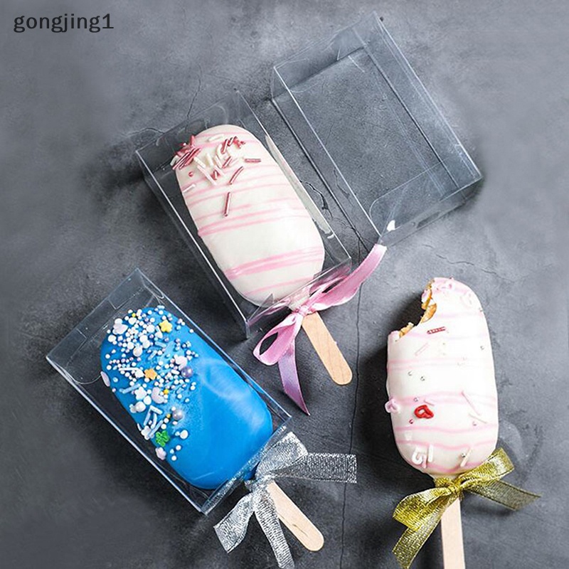 Ggg 10pcs Kotak Kue Kering Transparan Gift Plastic Box Ice Cream Shaped Boxes Gift ID
