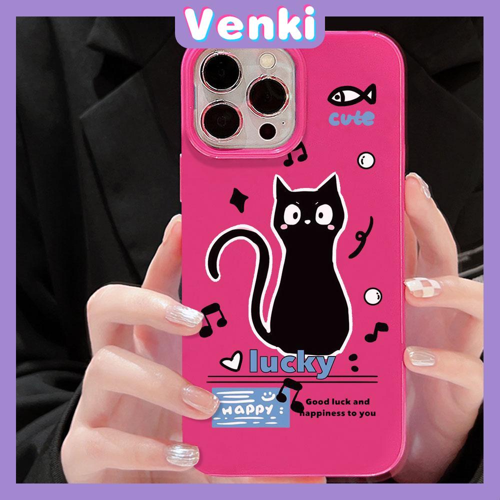 VENKI - For iPhone 11 iPhone Case Red Glossy TPU Soft Case Shockproof Protection Camera Cute Black Cat Compatible with iPhone 14 13 Pro max 12 Pro Max xr xs max 7Plus 8Plus