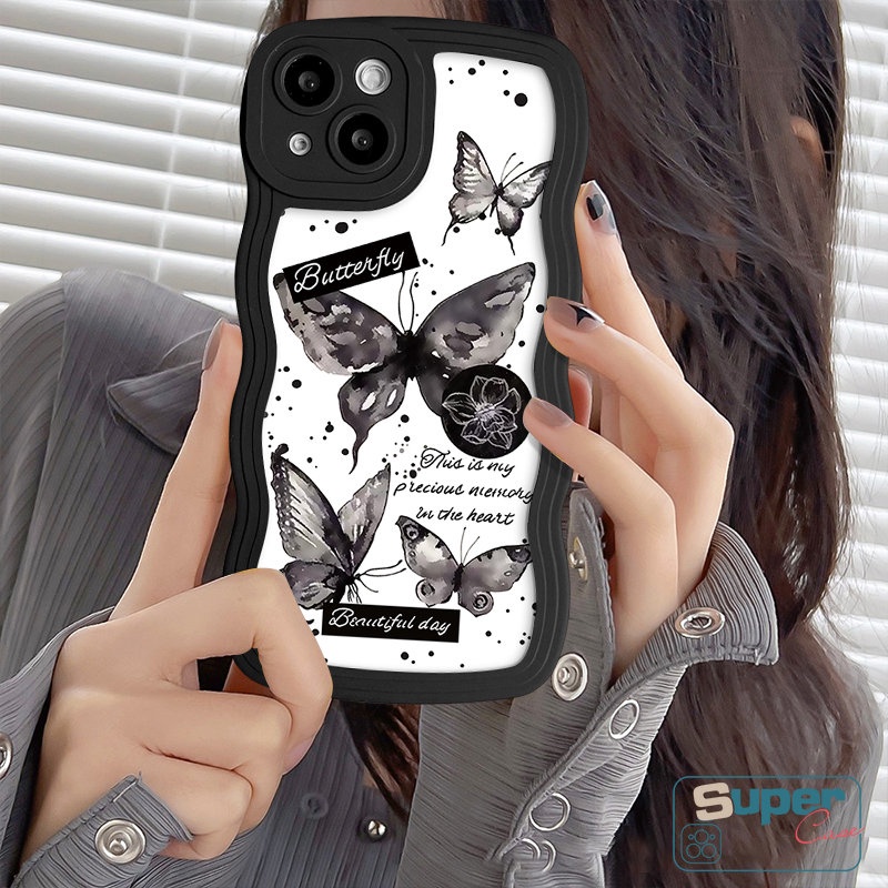 Ins Fashion Fantasy Butterfly Case Untuk Samsung A14 A33 A12 A23 A20 A22 A31 A04s A11 A13 A21s A32 A52 A53 A04E A52s A30s A03s A02s A50s A04 A50 A51 Label Huruf Tepi Bergelombang Soft Cover