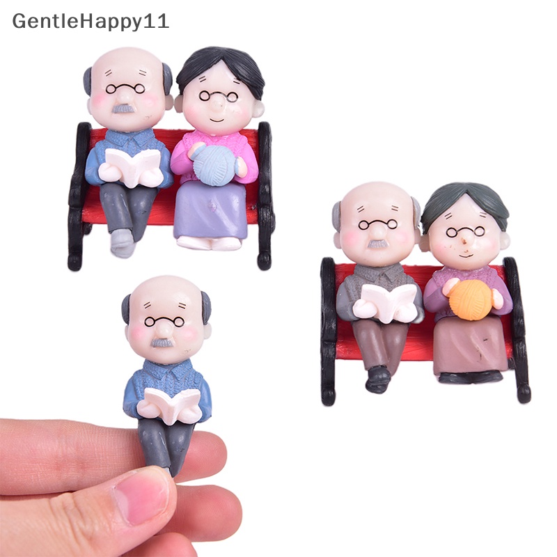 Gentlehappy 3PCs/set Kreatif Tua Pasangan Kursi Kerajinan Resin Pertunjukan Simulasi Hewan Kerajinan Rakyat id