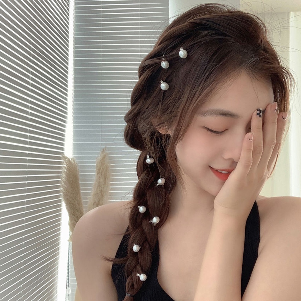 5pcs Jepit Rambut Mutiara Untuk Anak Perempuan Dengan Kepang Samping Dan Bando Hias