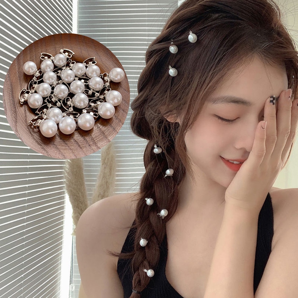 5pcs Jepit Rambut Mutiara Untuk Anak Perempuan Dengan Kepang Samping Dan Bando Hias