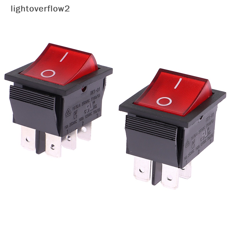 [lightoverflow2] Rk1-01 16A 250V ON-OFF Rocker Switch 4Pin 6Pin KCD4-201n Saklar Kapal [ID]