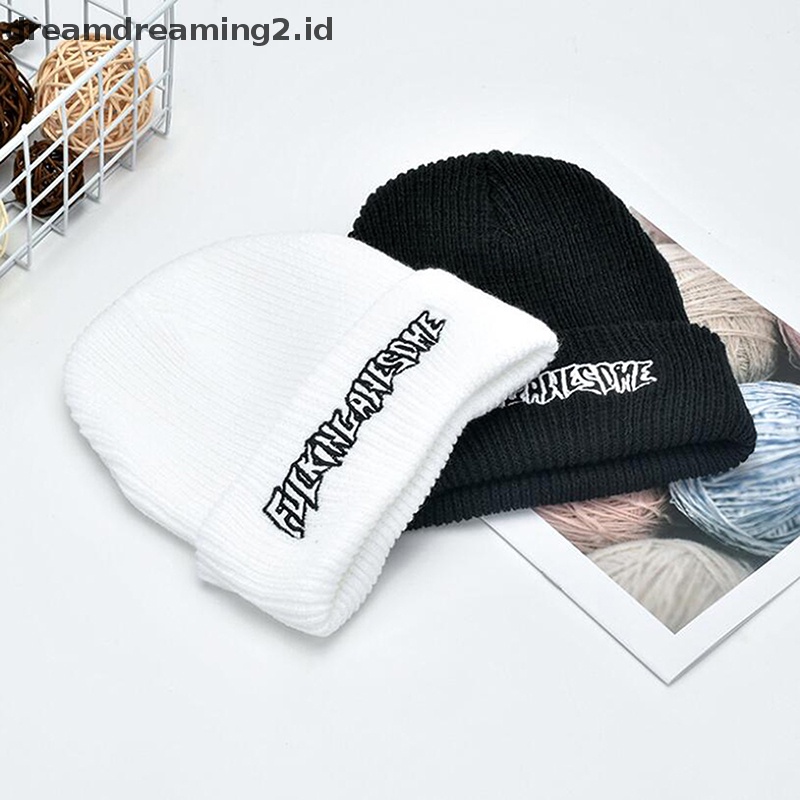 (drea) Fashion Fucking Awesome Musim Dingin Hip-hop Rajut Beanie Topi Kasual Hangat Unisex Topi//