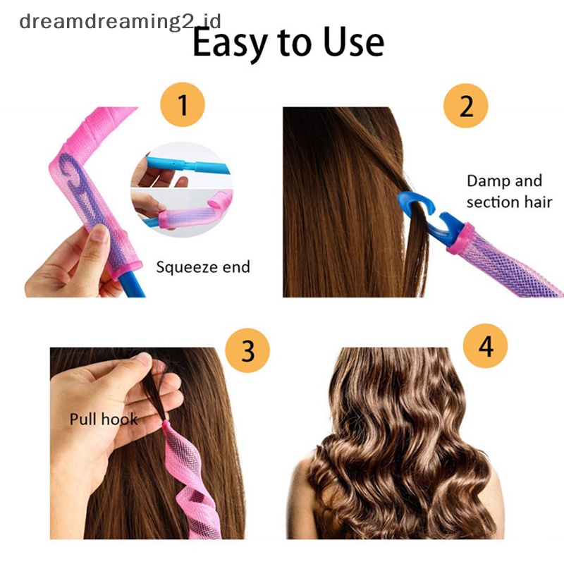 (drea) 10pcs (30-65cm) Rol Rambut Bentuk Siput Bukan Waveform Spiral Round Curl Hair tool//