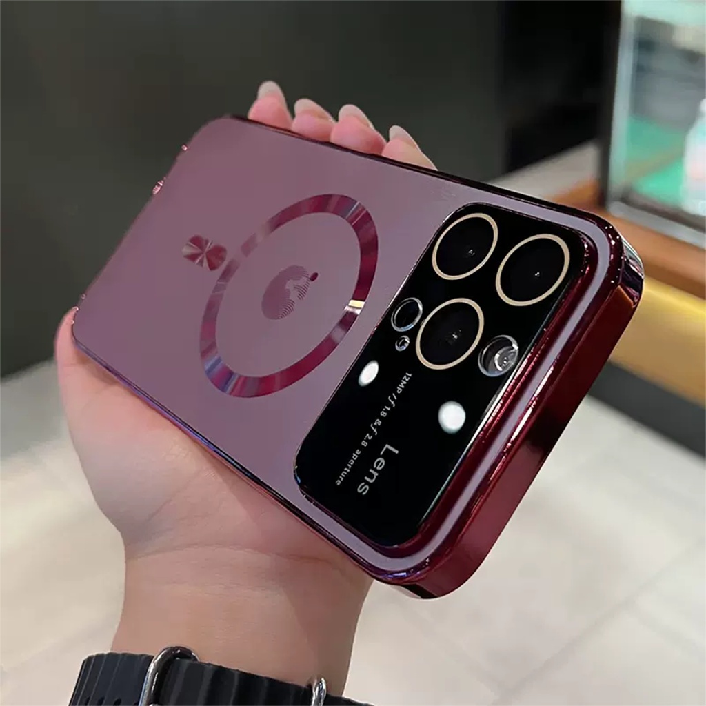 Case Cincin Magnetik Logam iPhone 14 Pro Max Pelindung Kamera lens case Iphone12 13 Pro Max14 Plus Tertutup Penuh Bahan matte AG shockproof protection hard back cover