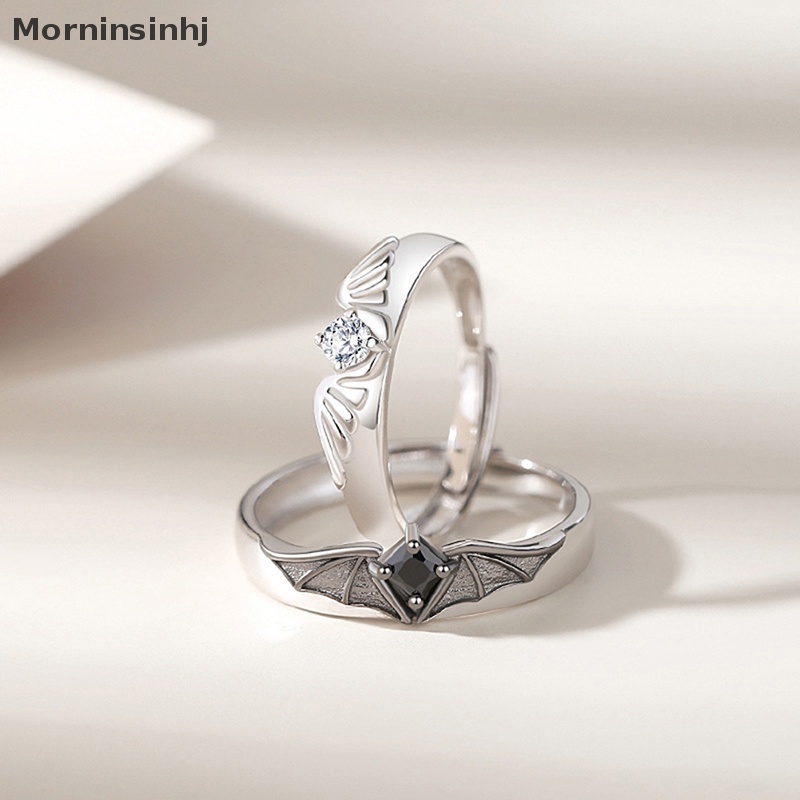 Mornin 1pasang Cincin Pasangan Angel Demon Untuk Wanita Pria Romantis Fashion Desain Sayap Cincin Pertunangan Yang Dapat Disesuaikan Perhiasan Pernikahan id