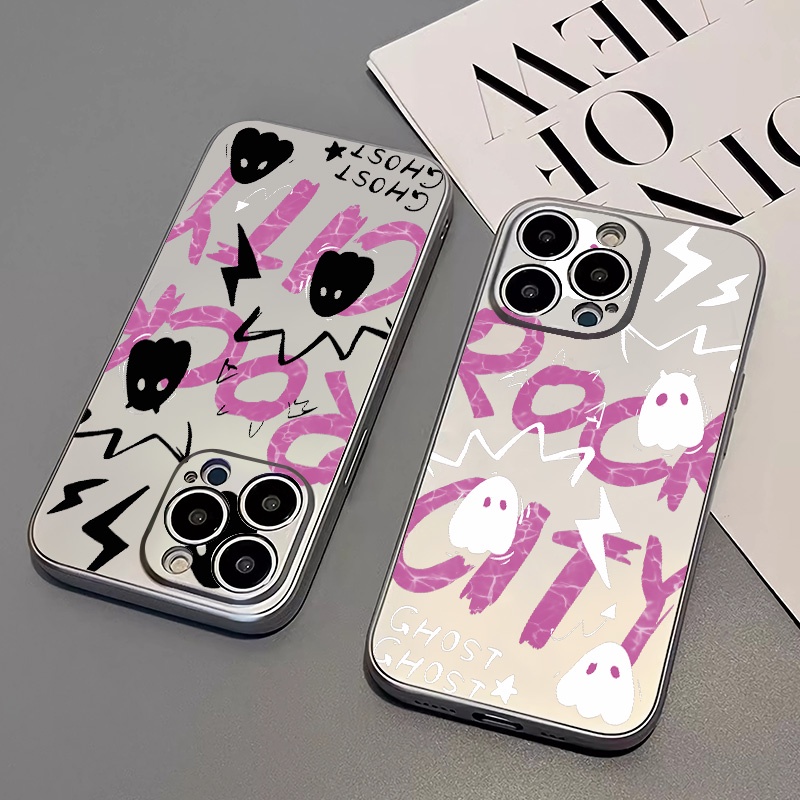 IPHONE Rock City Soft Phone Case Kompatibel Untuk Iphone14 13 12 11 Pro Max XS XR X8 7 6S Plus Casing Mini Electroplate TPU Silikon Shockproof Cover