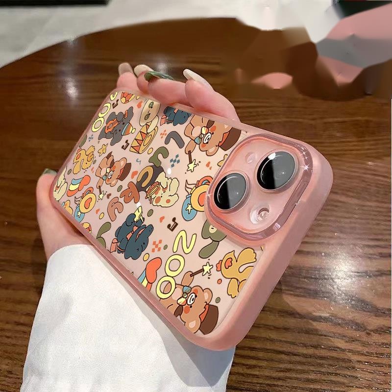 IPHONE Casing Ponsel Desain Tiga Warna Hewan Lucky Zoo Layar Penuh Kompatibel Dengan Iphone12 13 14 11 Pro Max X Xs Max Xr Gcplp