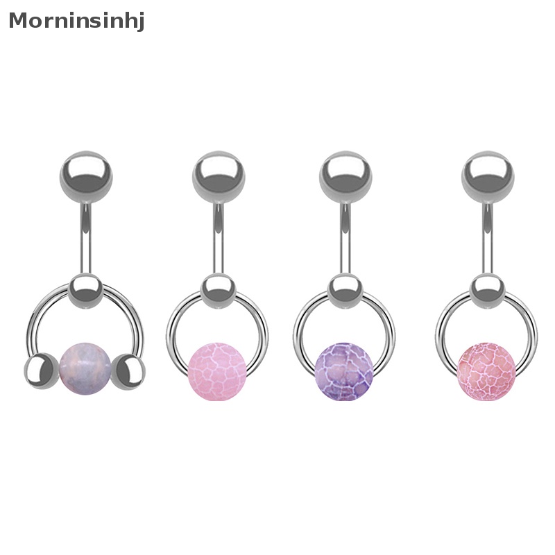 Mornin Stainless Steel Belly Button Ring Batu Alam Tubuh Perhiasan Pusar Cincin Untuk Wanita Hadiah Perhiasan Aksesoris id