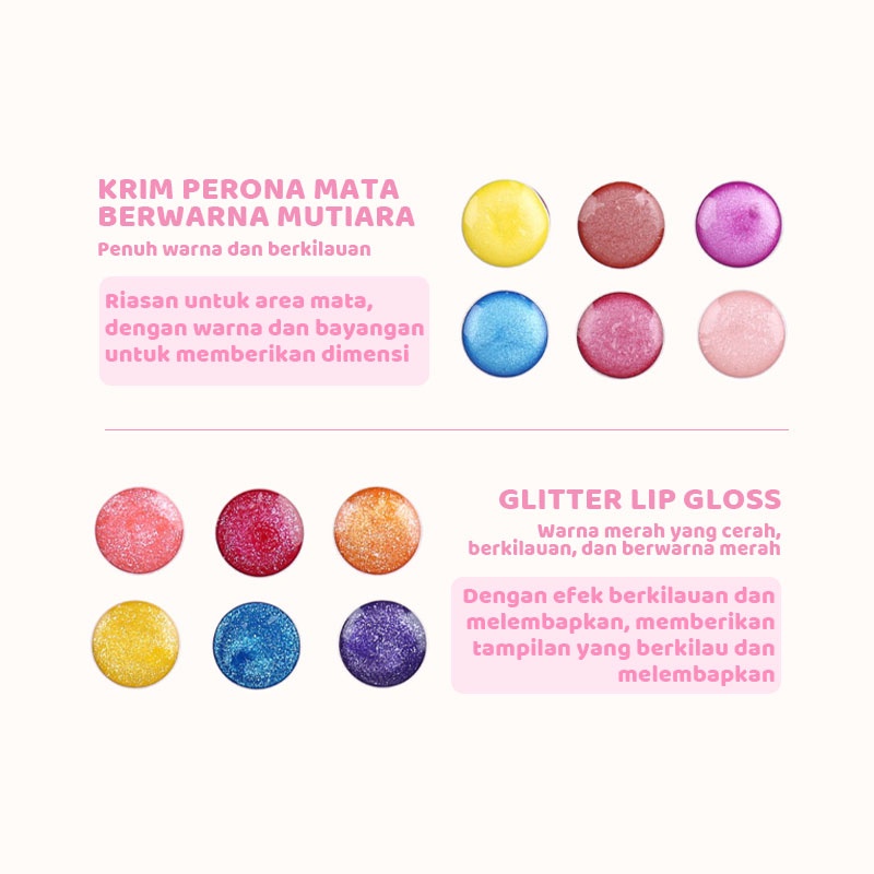 olla 32Pcs Mainan Kosmetik Kecantikan Anak Kasus Peralatan Kotak Make Up Set untuk Gadis Ulang Tahun Hadiah Set Riasan Mainan Anak