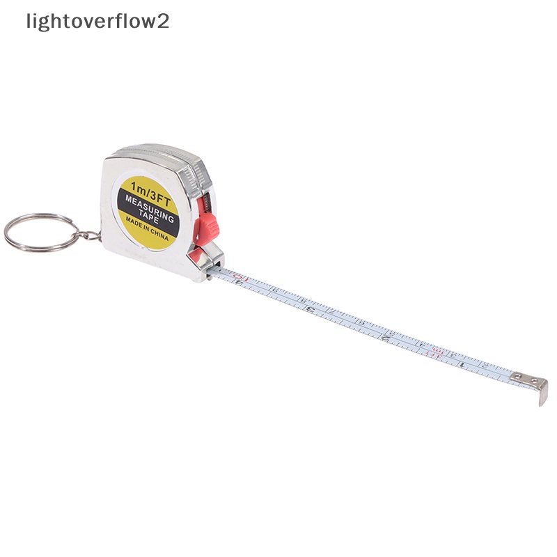 [lightoverflow2] 1m/3ft Penggaris Pengukur Saku Stainless Steel Yang Dapat Ditarik Gantungan Kunci Tape Measure [ID]