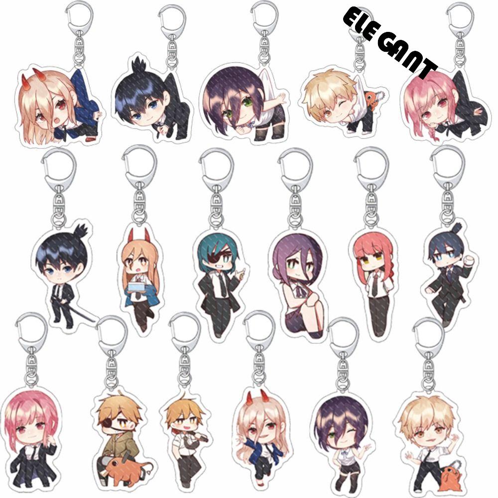 [Elegan] Chainsaw Man Gantungan Kunci Warna-Warni Diy Koleksi Aksesoris Denji Pochita Makima Power Key Ring Gantungan Kunci Mobil Ornamen Handbag Liontin Akrilik Chainsaw Man Keyring