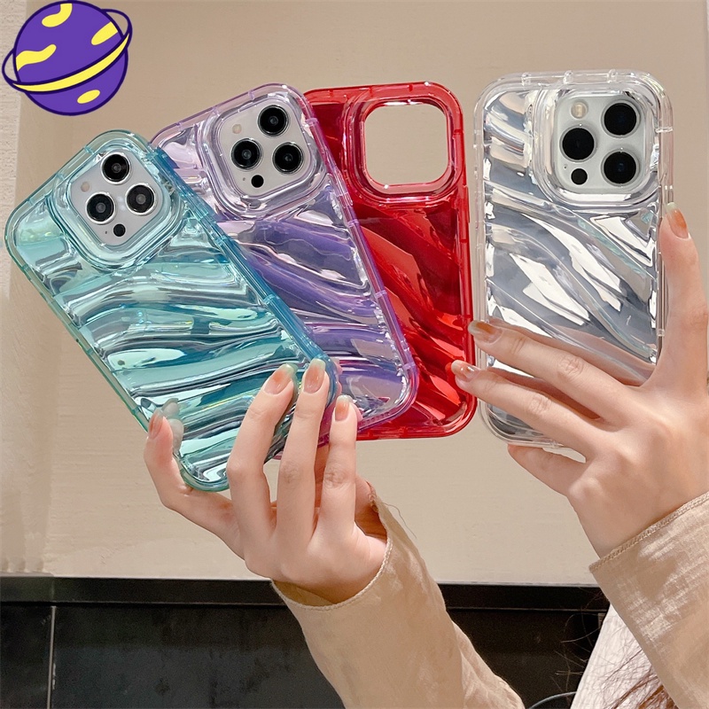 IPHONE Casing Ponsel Motif Gelombang Halus Cocok Untuk Iphone14 13 12 11 Pro X XS Max XR 7 8 Plus Full Cover Silikon Soft Case