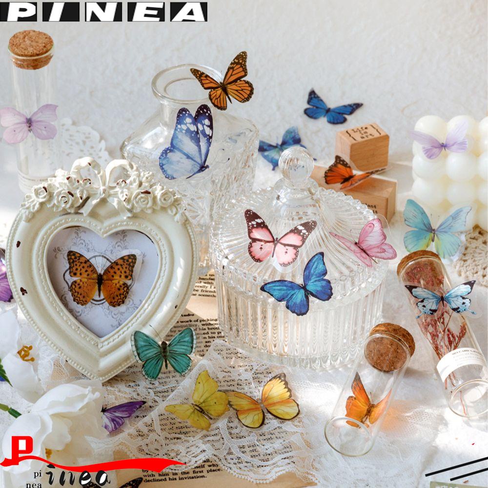 Nanas 40 Pcs Kupu-Kupu Stiker Tahan Air Transparan Album Foto Romantis Planner Jurnal Diary PET Self Adhesive Scrapbooking