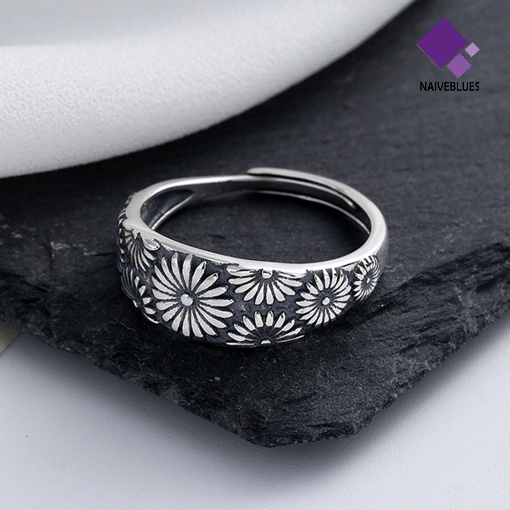 &lt; Naiveblues &gt; Cincin Jari Krisan Adjustable Perhiasan Vintage Cincin Indah Untuk