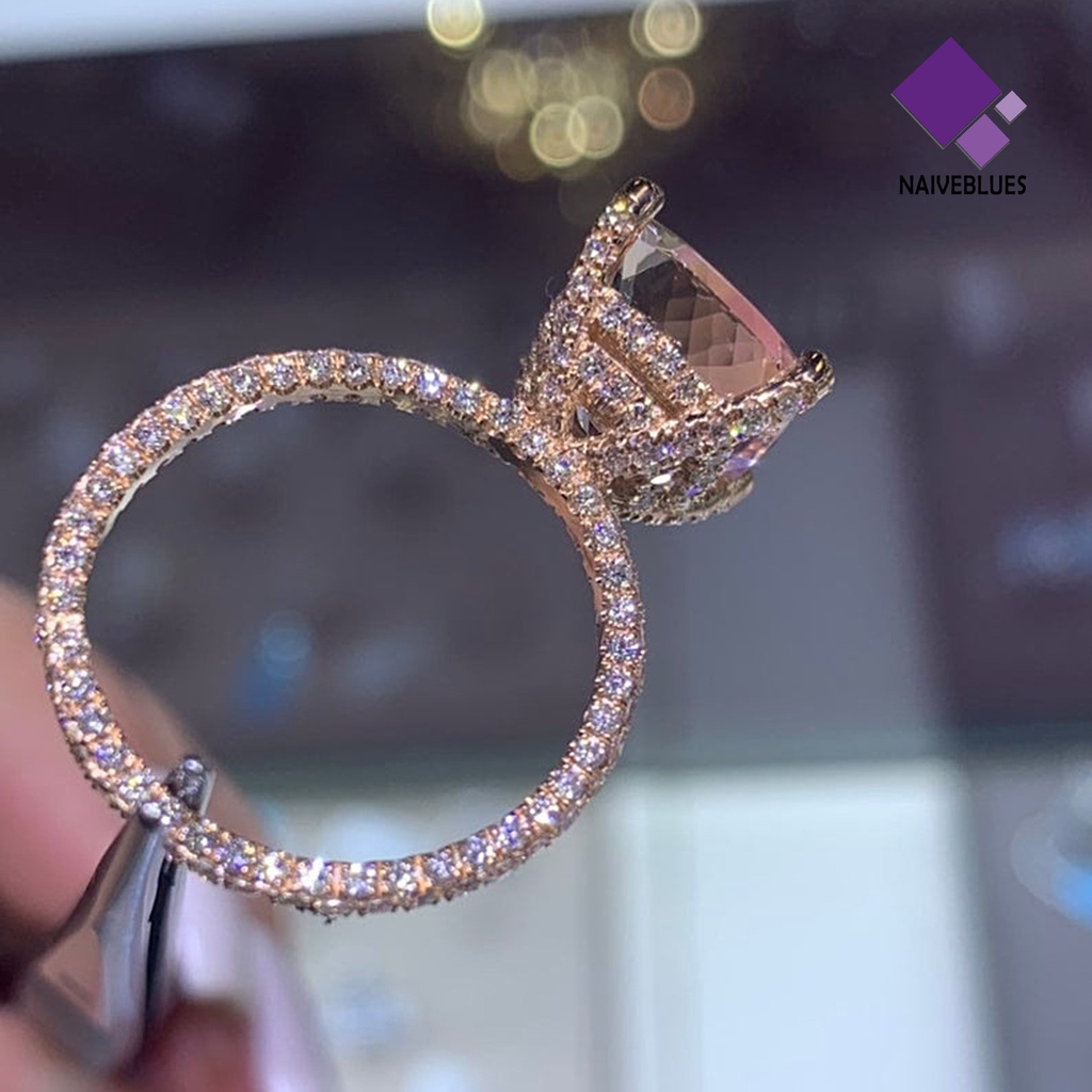 &lt; Naiveblues &gt; Wanita Cincin Kotak Besar Cubic Zirconia Perhiasan Fashion Penampilan Jari Cincin Pernikahan