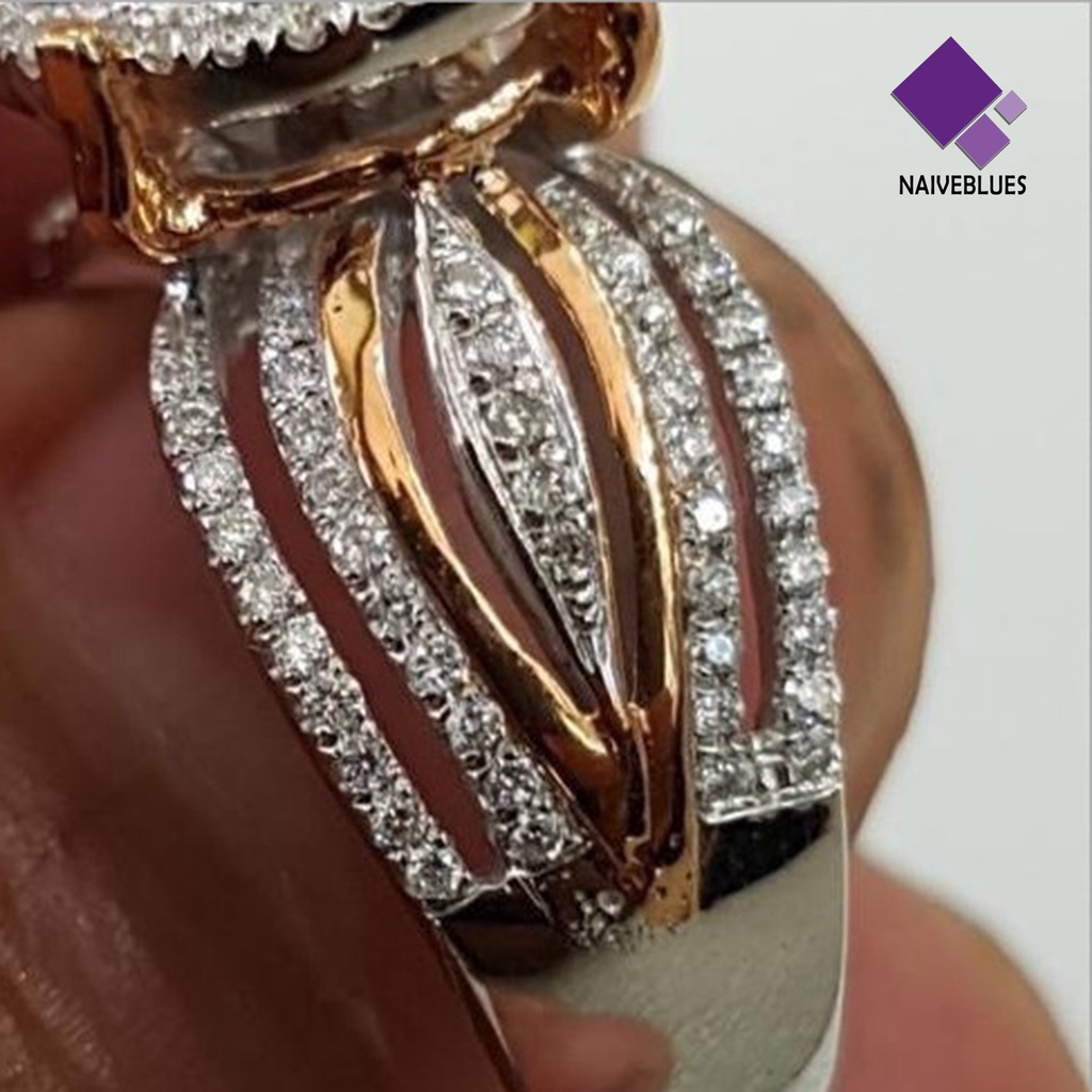 &lt; Naiveblues &gt; Cincin Wanita Hias Berlian Imitasi Tidak Luntur Ringan Multi Layers Pernikahan Untuk Ulang Tahun