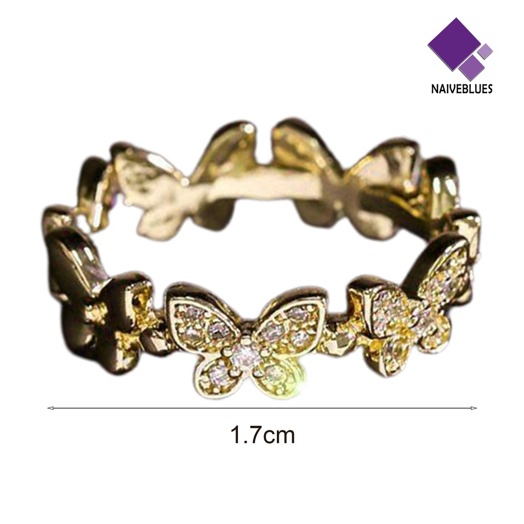 &lt; Naiveblues &gt; Cincin Jari Kupu-Kupu Pembukaan Perhiasan Adjustable Gaya Korea Ring Engagement